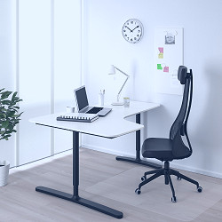 BEKANT Corner desk-left, white/black, 63x431/4